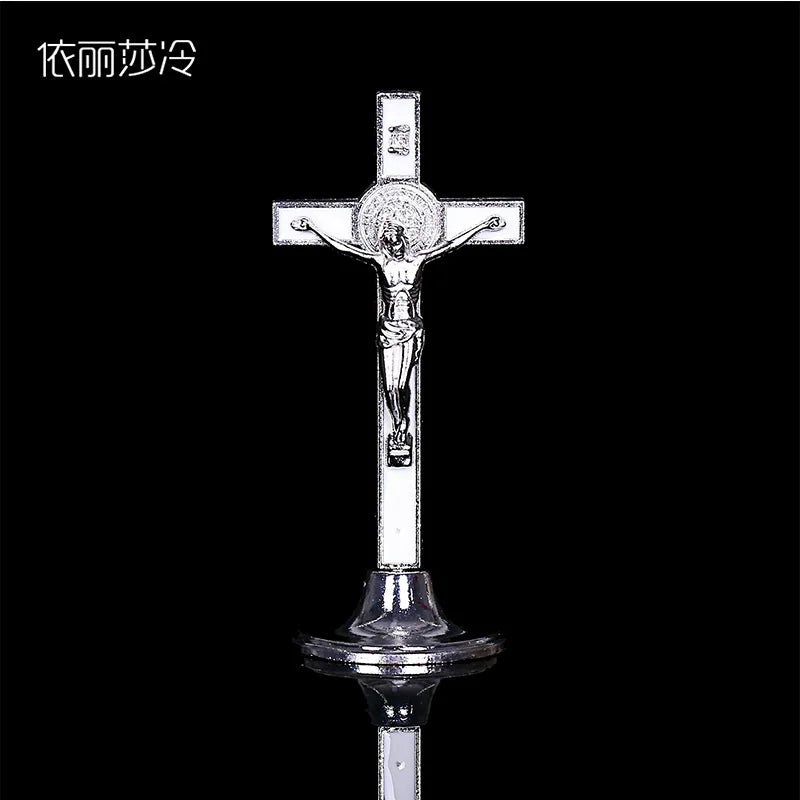 Large Jesus Christian Cross Car Ornament Statue Catholic Cross Santa Cruz Decoration Statue Classic Jesus Cross Statue. 22x5.5CM