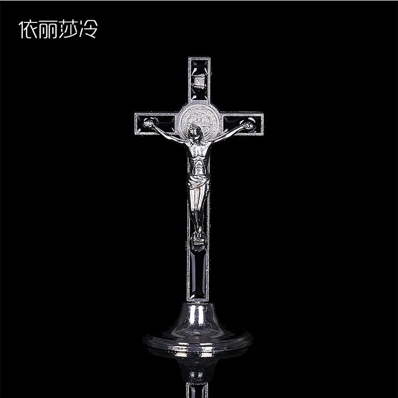 Large Jesus Christian Cross Car Ornament Statue Catholic Cross Santa Cruz Decoration Statue Classic Jesus Cross Statue. 22x5.5CM