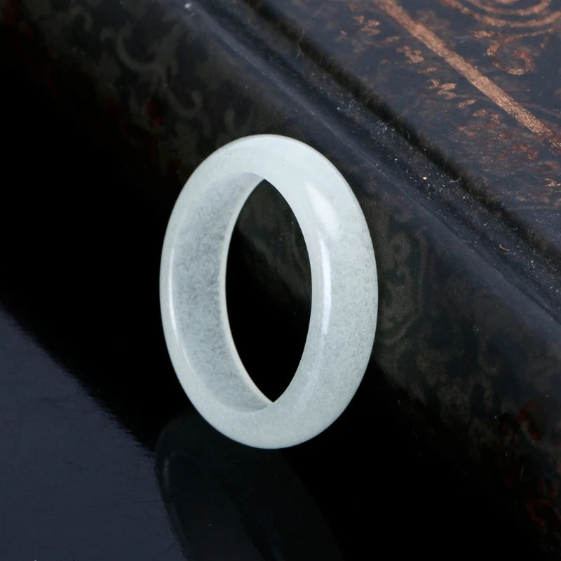 Rarely 8mm Wide Natural Fluorite luminous Stone Glow in Dark Ring Fine Jewelry