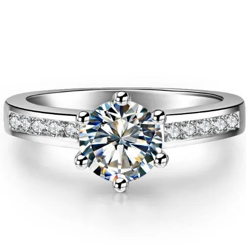 Solid 14K White Gold AU585 Fine 1CT Natural Moissanite Diamond Engagement Ring For Woman Perfect Birthday Gift For Girl Friend