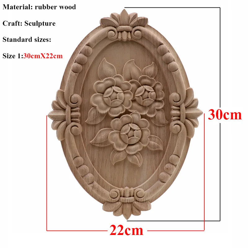 VZLX Unique Natural Floral Wood Carved Wooden Figurines Crafts Corner Appliques Frame Wall Door Furniture Woodcarving Decorative