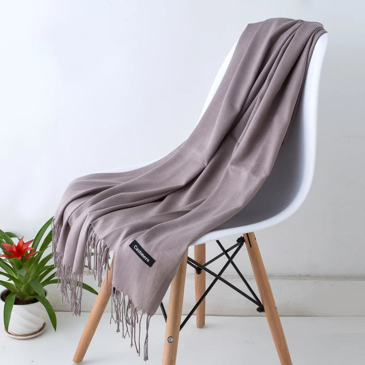 Fashion women scarf thin shawls Solid Color Women Scarf Winter Hijabs Tassels Long Cashmere Like Pashmina Hijabs Scarves Wraps