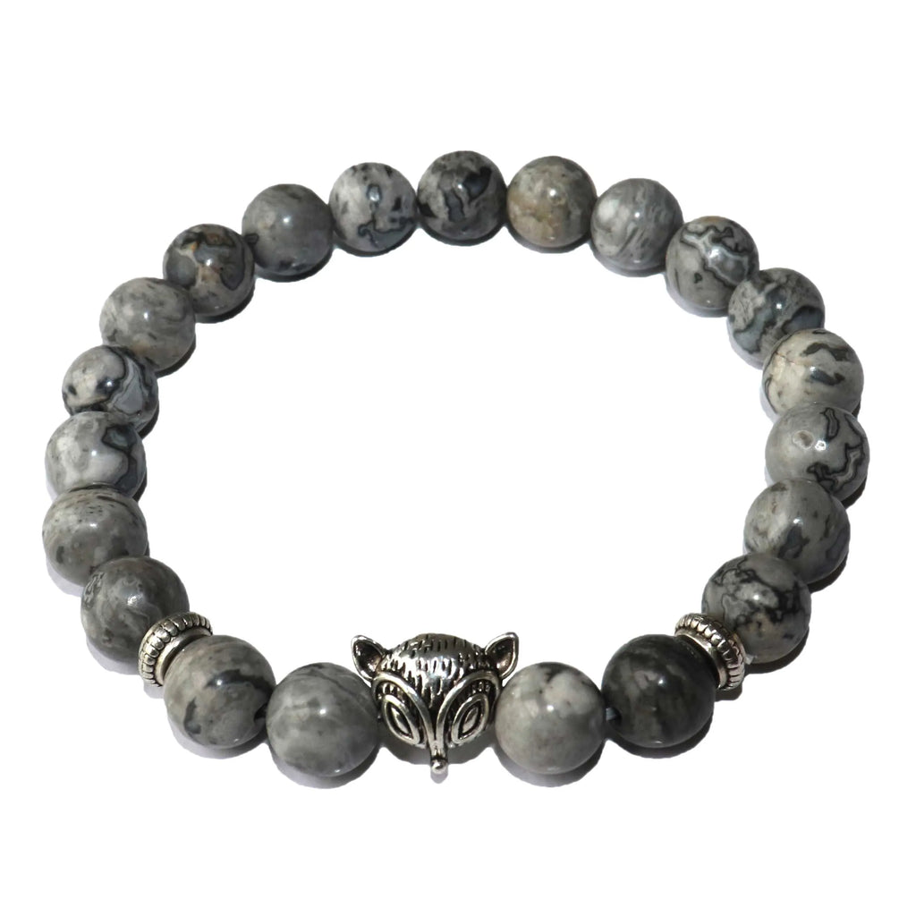 Natural Stone Men's Beaded Jewelry Crystal Agates Jades Tiger Eye Stone Beaded Fox Bracelets Party Gift Stretch Yoga Jewelry