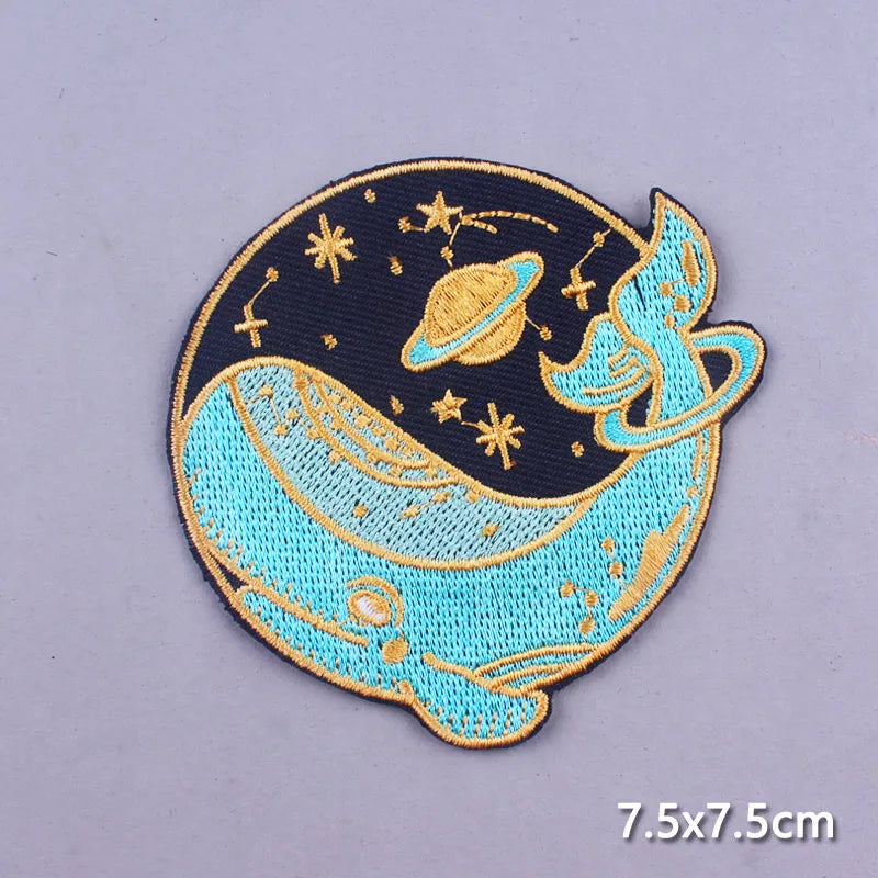Space Adventure Patch On Clothes Embroidered Patches For Clothing Stickers Mountain Natural Appliques Waves Badge For Jacket DIY