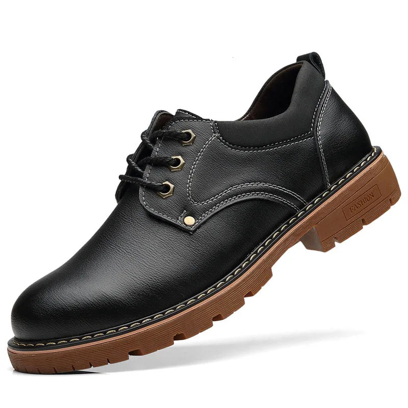 2025 Autumn New Men Leather Shoes Brogue Casual safety shoes Men Genuine Leather Shoes Work Business Casual Sneakers