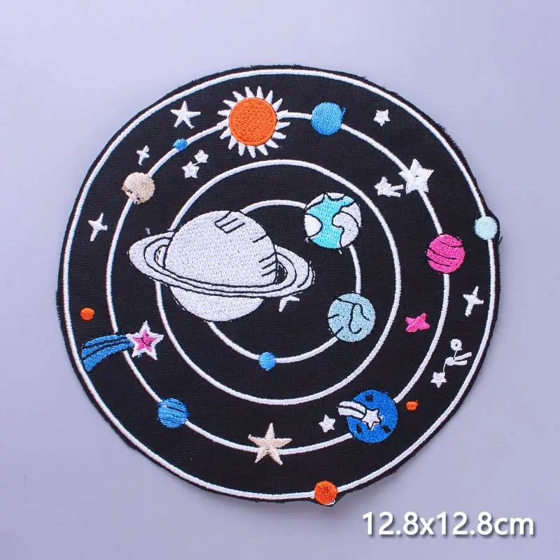 Space Adventure Patch On Clothes Embroidered Patches For Clothing Stickers Mountain Natural Appliques Waves Badge For Jacket DIY