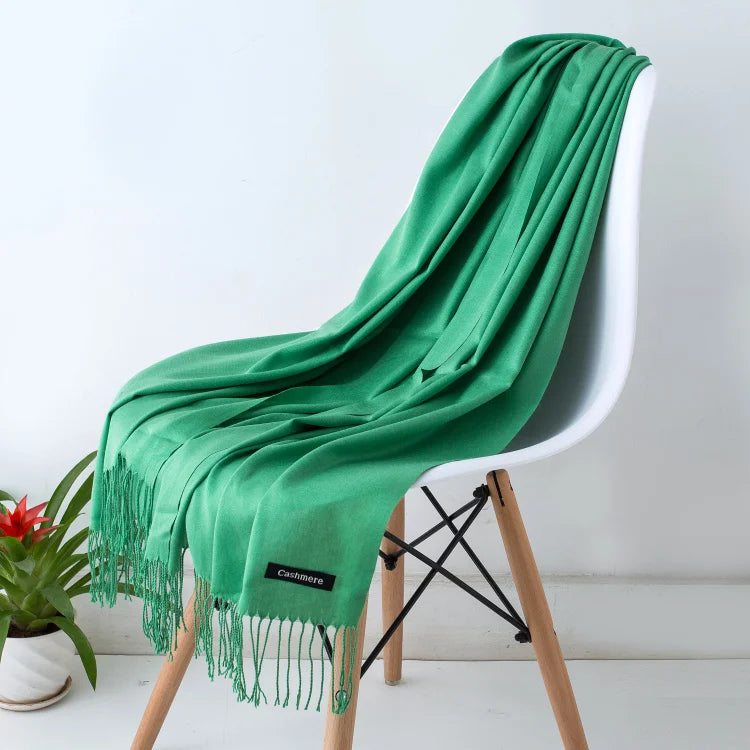 Fashion women scarf thin shawls Solid Color Women Scarf Winter Hijabs Tassels Long Cashmere Like Pashmina Hijabs Scarves Wraps