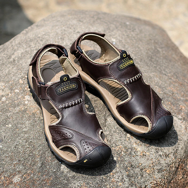 Men Sandals Genuine Leather 2021 Summer Outdoor Men Beach Sandals Big Sizes 38-48 Fashion Sandals Slippers Man Shoes