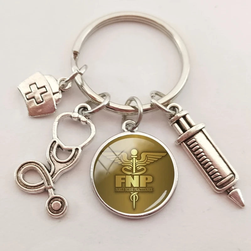 New medical staff with snake symbol finger keychain medical student keychain key pendant custom