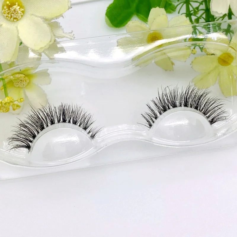 Mink 3D False Eyelashes Handmade Transparent Stem Natural Long Cross Eyelashes Winged Party Dating Makeup Thick Fake Eyelashes