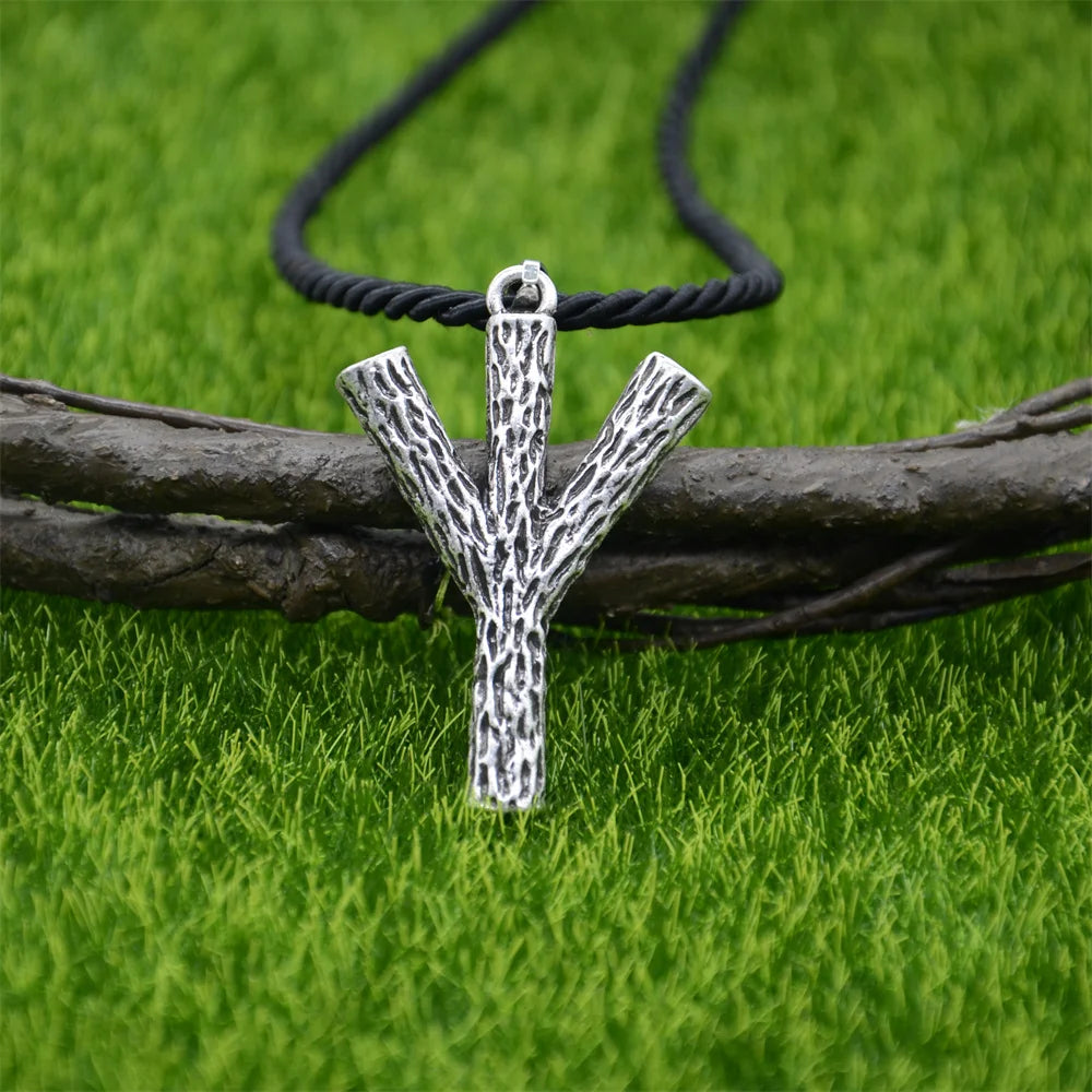 Runic Algiz Branches Divine Protection Sanctuary Viking Mens Jewellery Necklace Charms Pendants Amulet