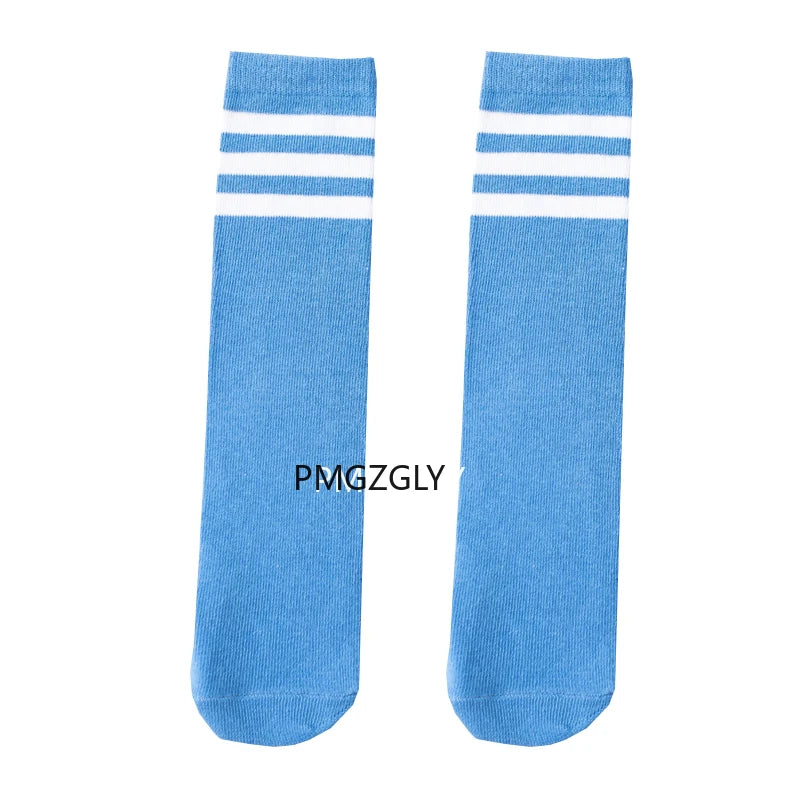 Children's Socks autumn girls middle tube pile stockings candy color classic college style football stockings half high tube