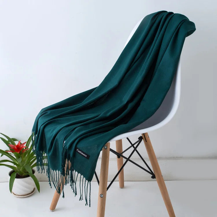 Fashion women scarf thin shawls Solid Color Women Scarf Winter Hijabs Tassels Long Cashmere Like Pashmina Hijabs Scarves Wraps