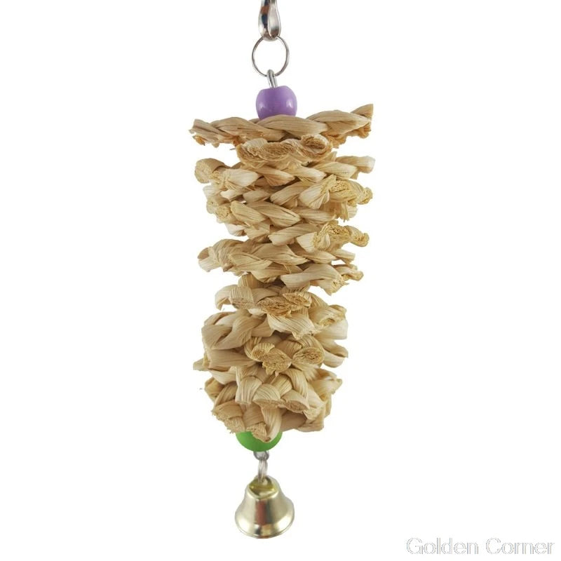Pet Parrot Bird Natural Grass Chewing Hanging Cage Swing Climb Playing Pendant Au10 20 Dropship