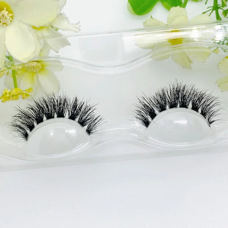 Mink 3D False Eyelashes Handmade Transparent Stem Natural Long Cross Eyelashes Winged Party Dating Makeup Thick Fake Eyelashes