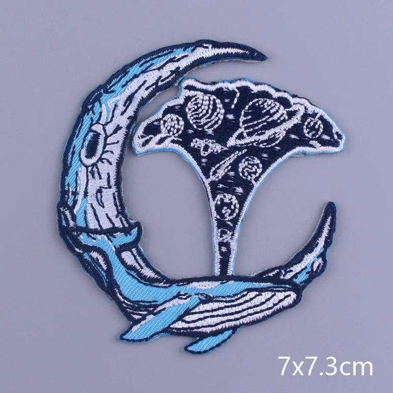 Space Adventure Patch On Clothes Embroidered Patches For Clothing Stickers Mountain Natural Appliques Waves Badge For Jacket DIY