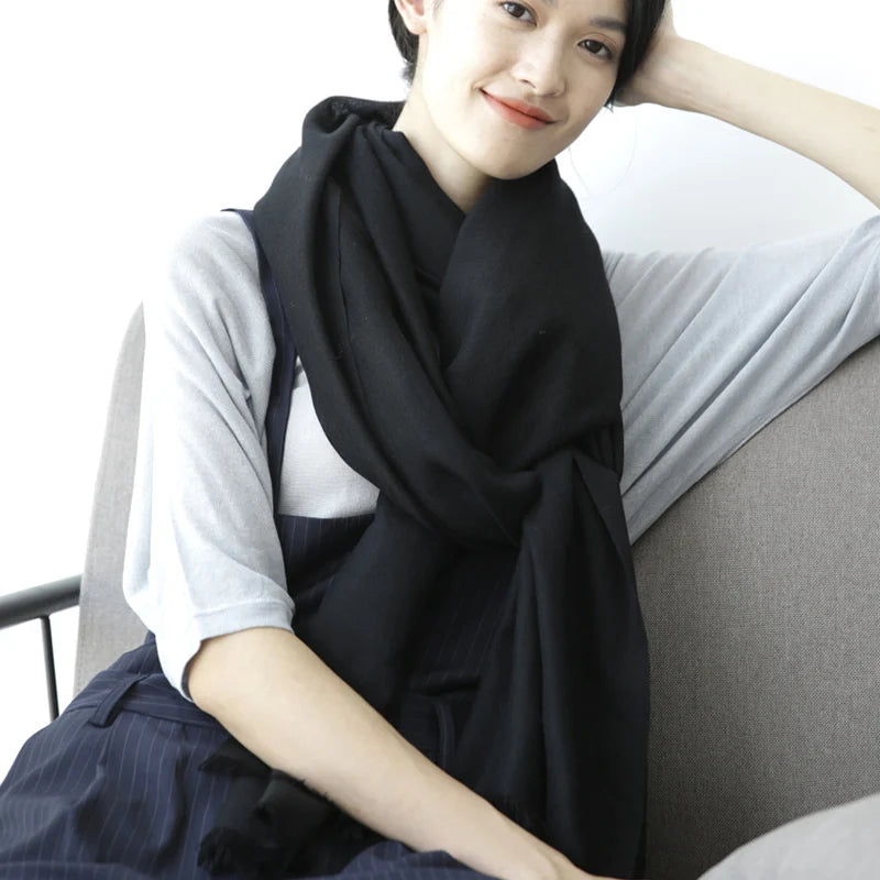 Women Scarf Winter Hijabs Tessale Tassels Long Lady Shawls Cashmere Like Pashmina Hijabs Scarves Wraps