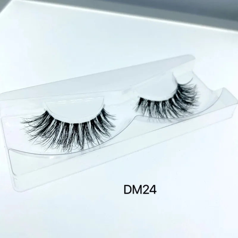 Mink 3D False Eyelashes Handmade Transparent Stem Natural Long Cross Eyelashes Winged Party Dating Makeup Thick Fake Eyelashes