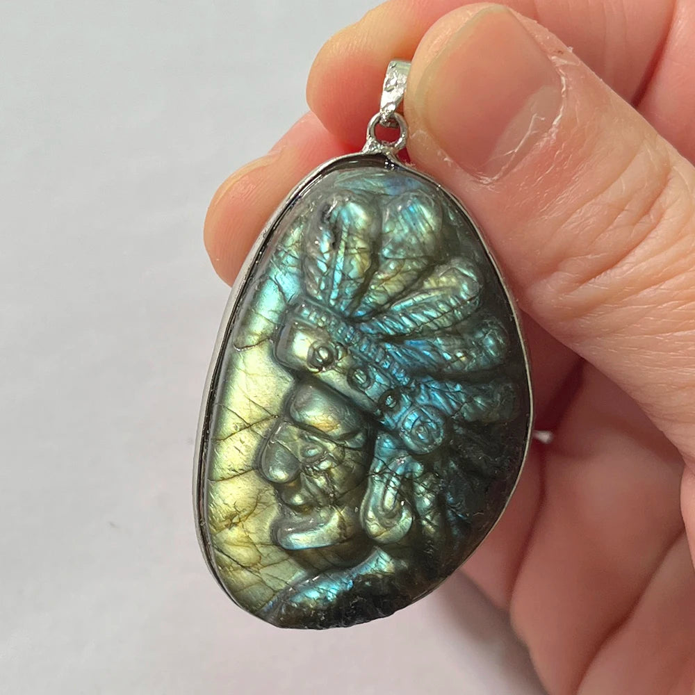 Gem Pendant Natural Stone Irregular Shape Bead Purple Blue Labradorite Necklace Pendant for Women Men Jewelry Gift 1Pcs
