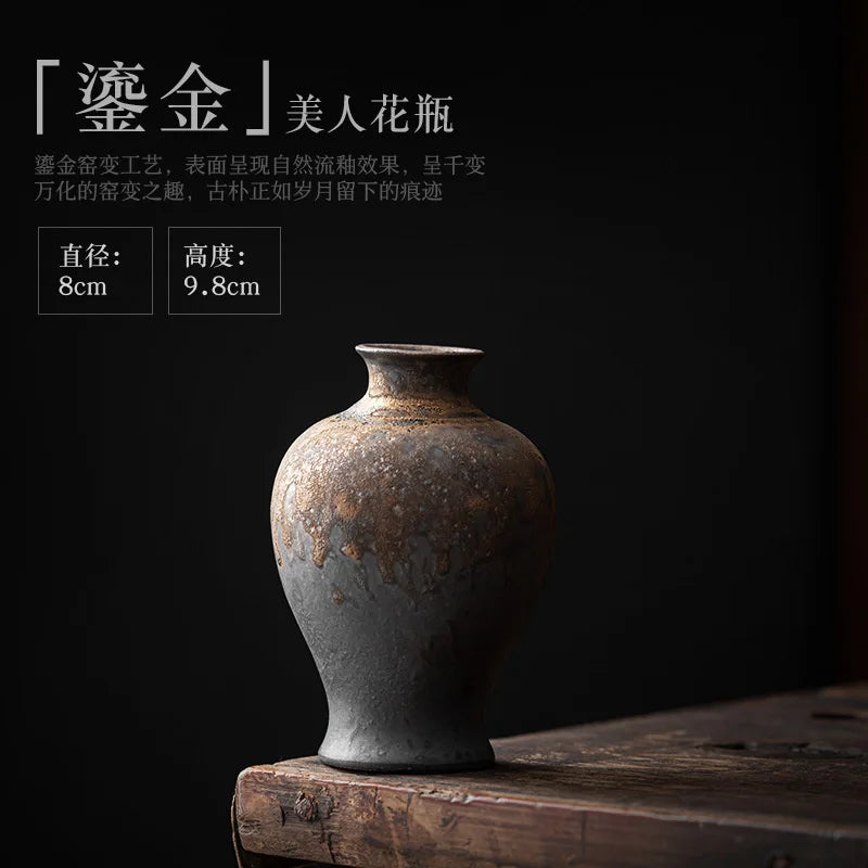 Creative Ceramic Dry Flower Vase, Flower Arrangement, Living Room, Coarse Pottery, Table Decoration, Vases for Flowers