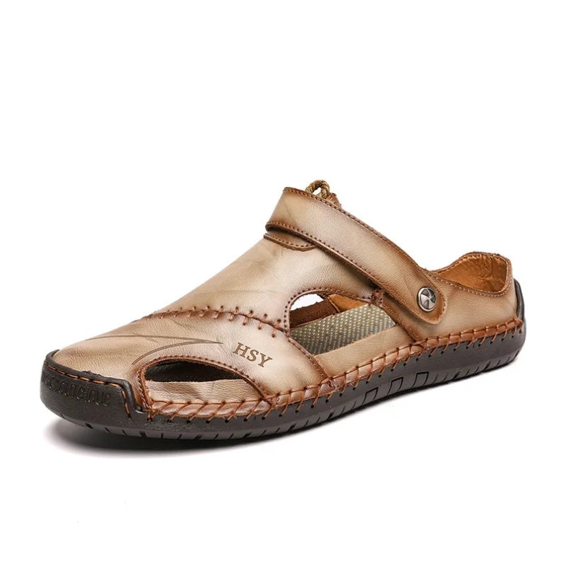 Summer Sandals Men Leather Classic Roman Sandals 2025 Slipper Outdoor Sneaker Beach Rubber Flip Flops Men Water Trekking Sandals