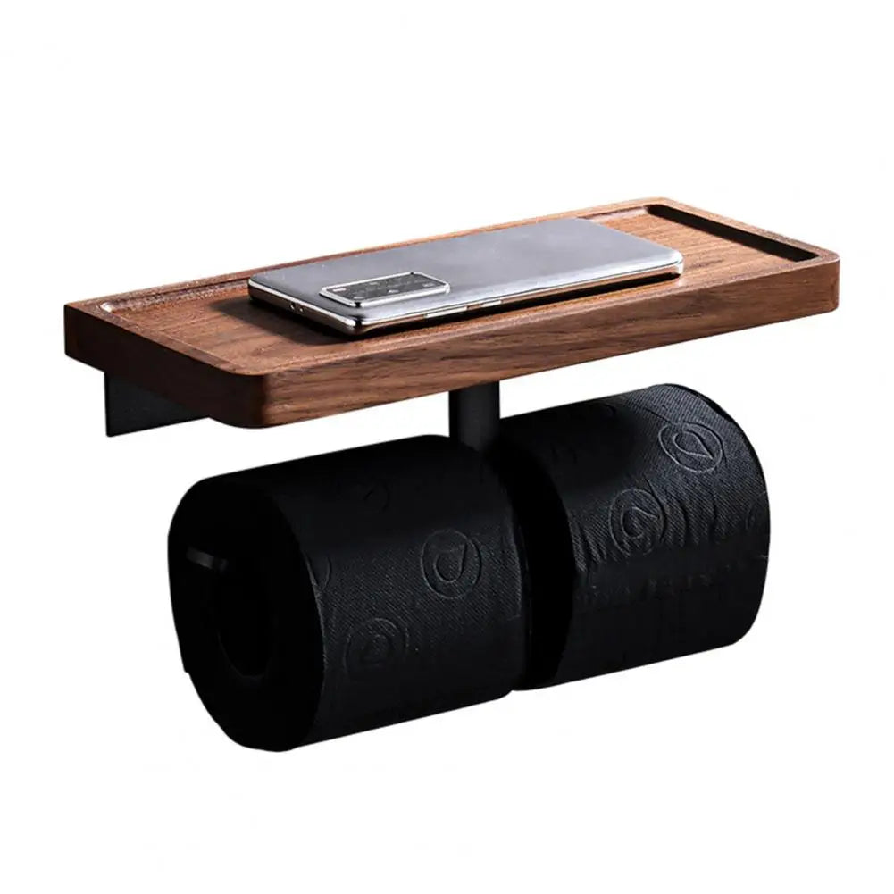 Tissue Rack Space-saving Wall Mounted Punch Free Wooden Bathroom Tissue Stand Easy To Install Toilet Storage Shelf For Dorm