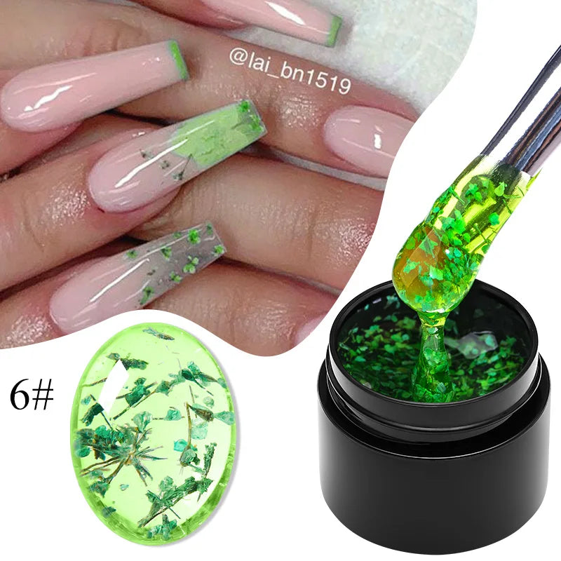MEET ACROSS 5ML Blue Dried Flower Gel Nail Polish Natural Flower Fairy Nail Art Soak Off UV LED Painting Gel Varnish For Nails