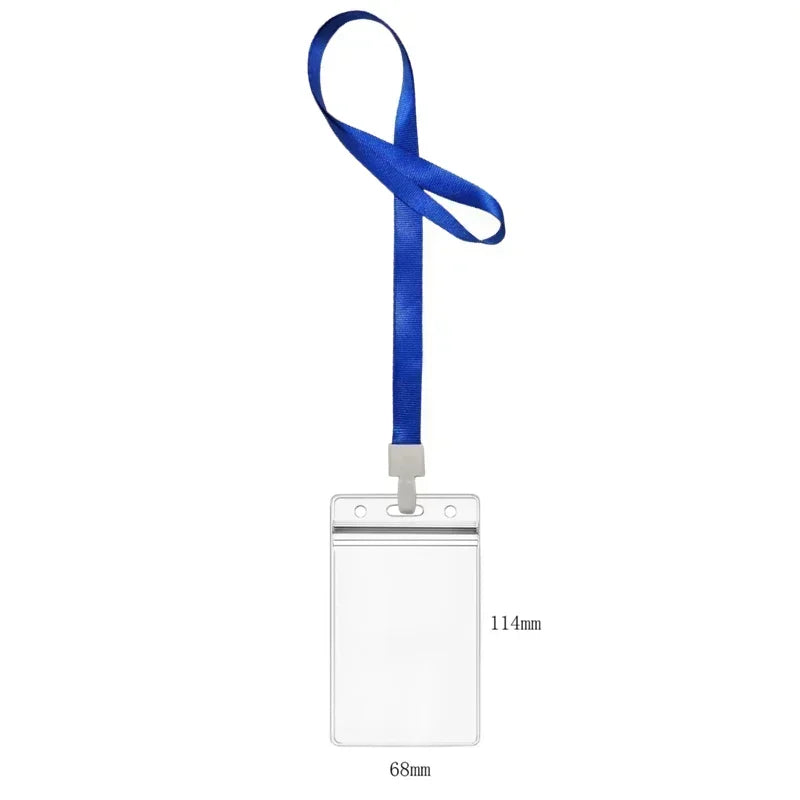 Cards Slots Double-sided Staff Work Card Cover Pass Access Card Holder Name Badge Holder ID Tag Bus Card Sleeve with Lanyard