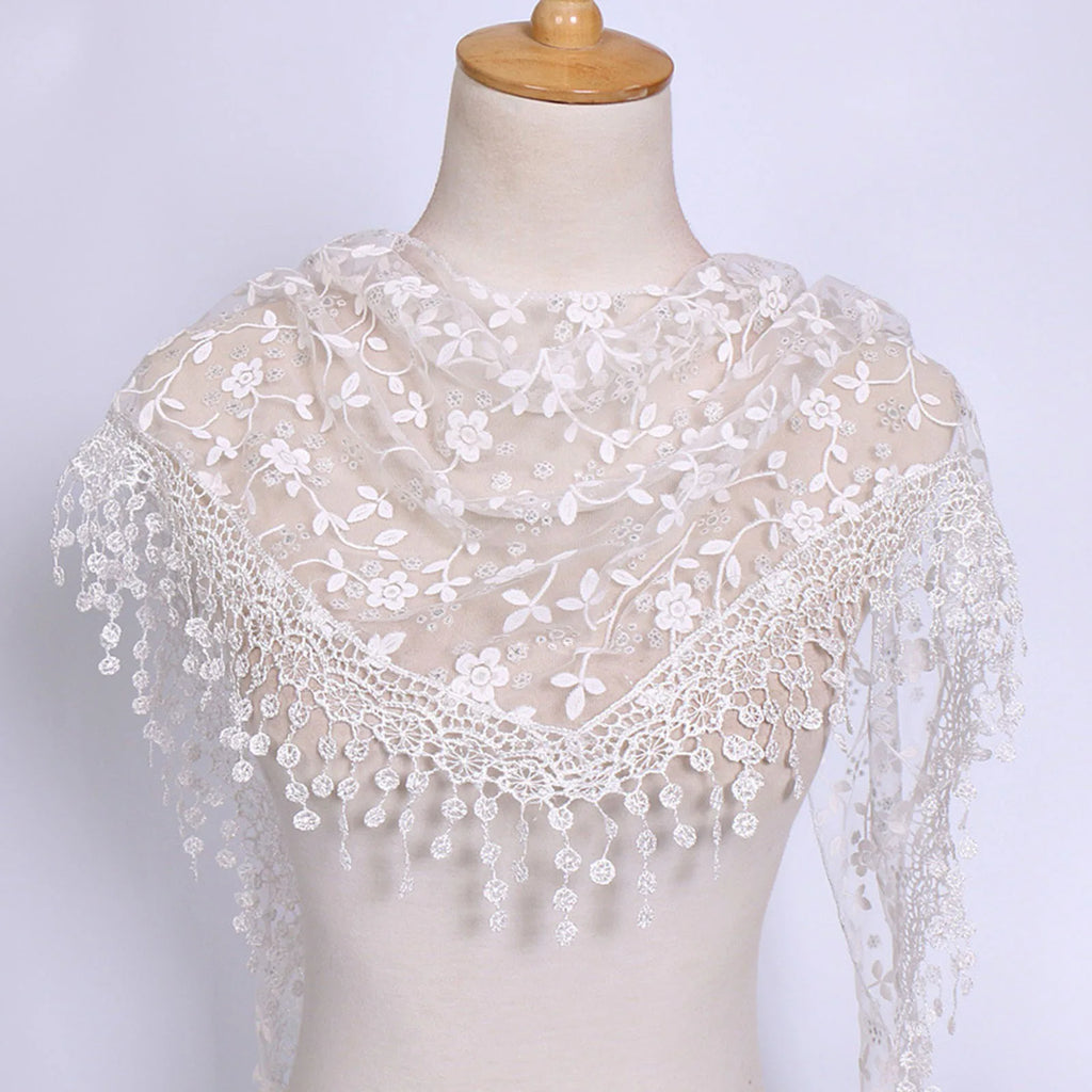 Fashion Women Triangle Wrap Lady Shawl Female Baby Tassel Shawls Scarves Flower Lace Scarf Spring Summer Photo Props Accessories