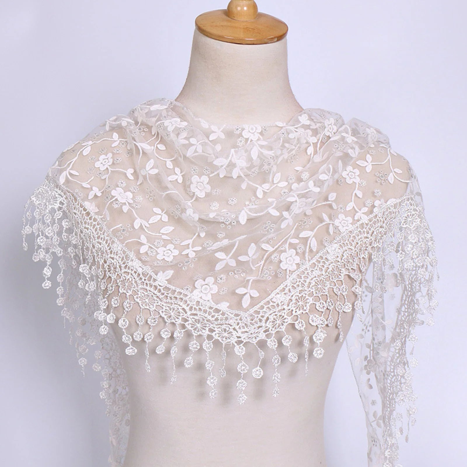 Fashion Women Triangle Wrap Lady Shawl Female Baby Tassel Shawls Scarves Flower Lace Scarf Spring Summer Photo Props Accessories