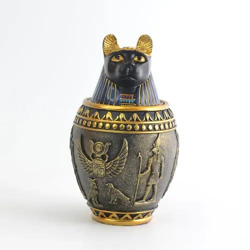 Memorial Funeral Supplies Egyptian Pet Urn Canopic Cat Dog Cremation Urn for Ashes Pet Coffin Box Home Decoration Figurines