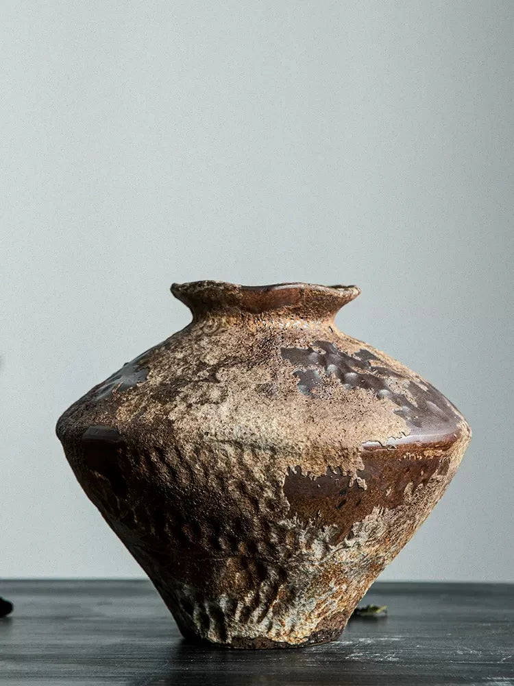 Ceramic active glaze surface rustic vase vintage vase zen decoration rough pottery pot handmade vintage porcelain vase