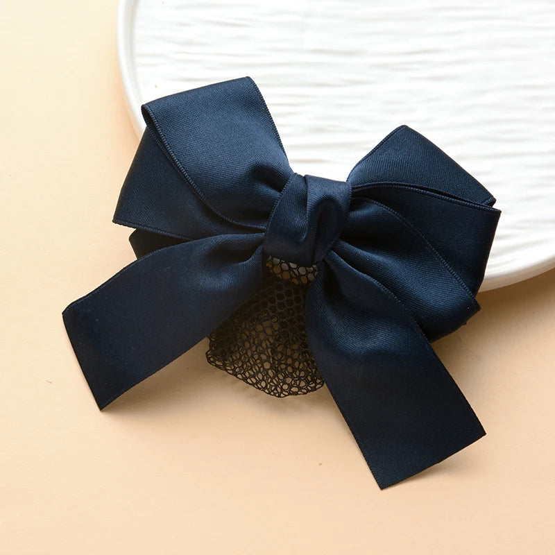 Head Flower Net Bag Professional CCB Postal Nurse Hotel Stewardess Uniform Belt Thin Online Work Tray Hair Net Bag Bow