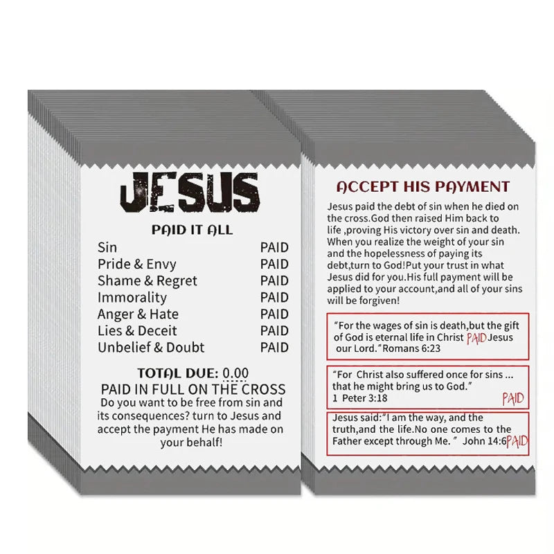 50/100 Pcs Gospel Booklet Card - Flat Illustration Pocket Bible Verse Card Prayer Postcard Poem Bookmark
