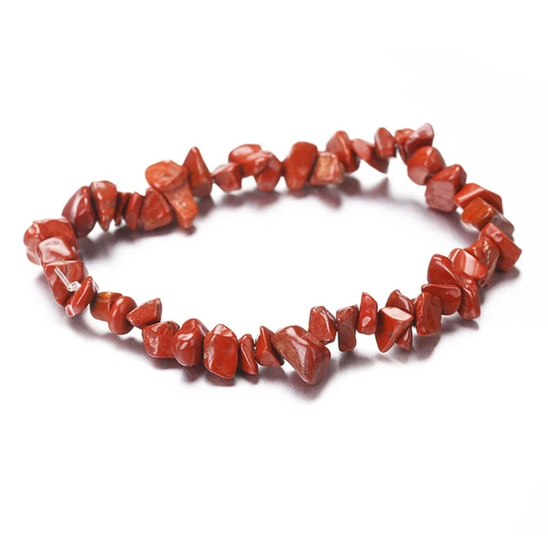 Color Natural Gem Chakras Crystal Bracelet for Men and Women Irregular Roller Polishing Alignment Gravel Bracelet for Meditation