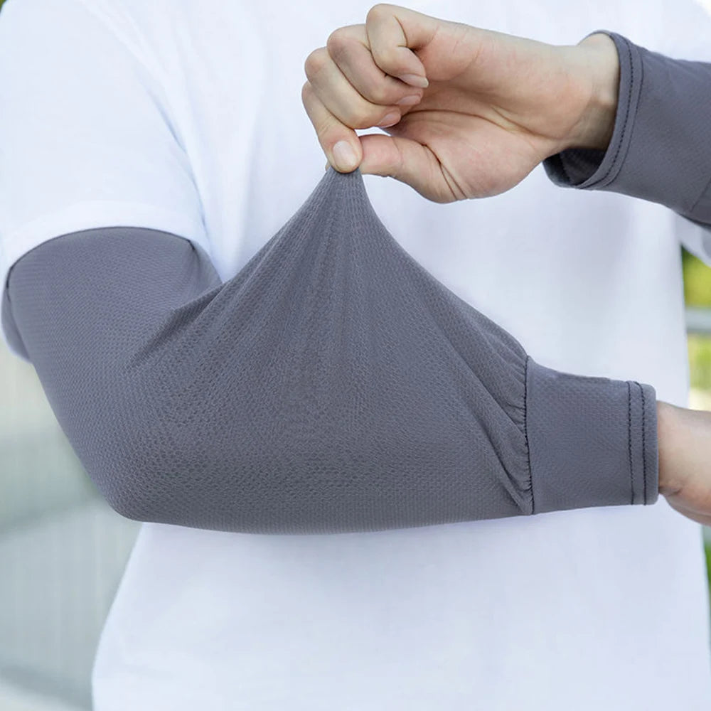 Durable UV Protection Sunscreen Ice Sleeves Loose Breathable Wear-resistant Outdoor Work Arm Warmers Men's Arm Sleeves Summer