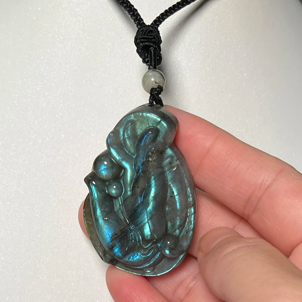 Gem Pendant Natural Stone Irregular Shape Bead Purple Blue Labradorite Necklace Pendant for Women Men Jewelry Gift 1Pcs