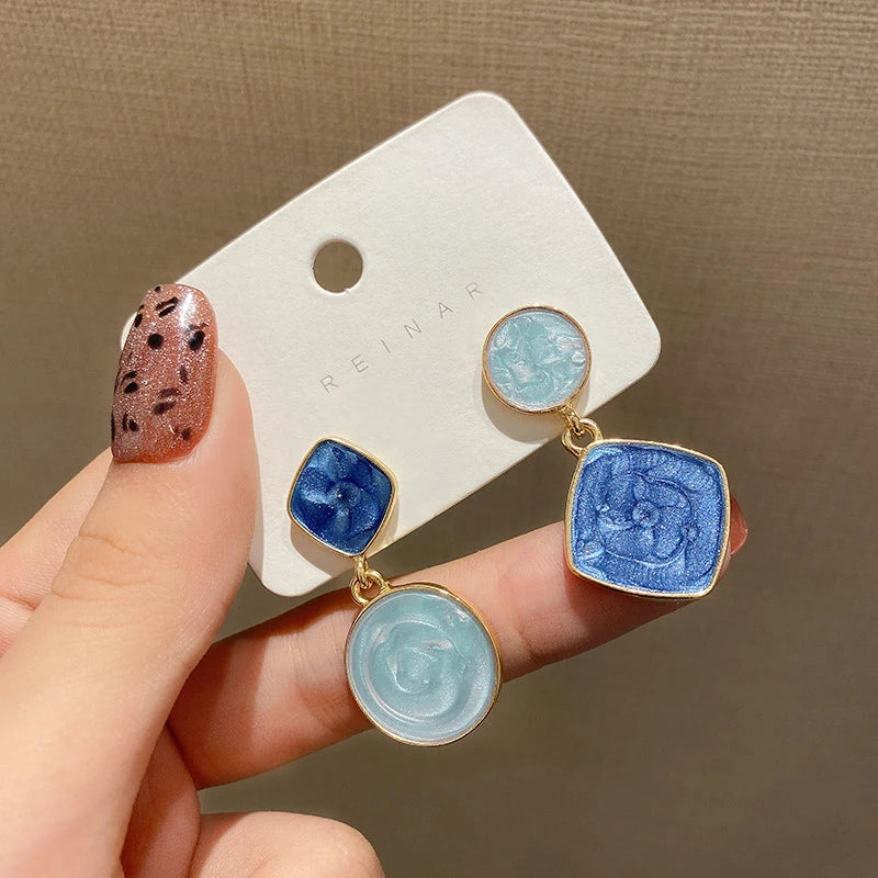 Big Heart Stud Earrings for Women Girl Korean Love Drop Glaze Aesthetic Daily Life Minimalist Jewelry