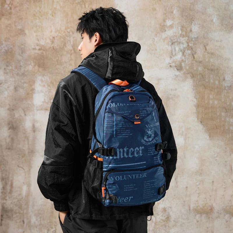 VOLUNTEER Travel Backpacks Men Fashion Hiking Sports Waterproof College Backpack Man Commuter Light Weight Oxford Bag 1518-03A