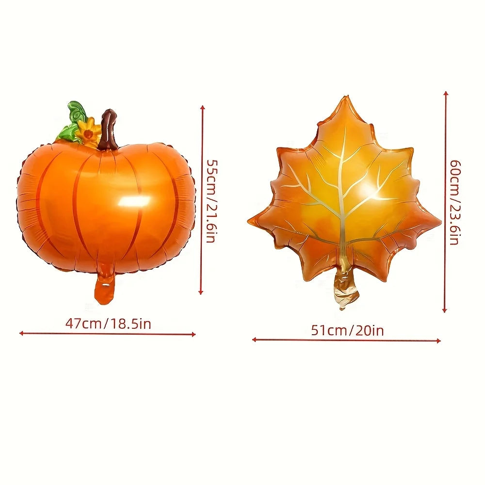 1set Happy Fall Balloons Pumpkin Big Maple Leaves Acorn Balloons Fall Mylar Foil Balloons ThanksGiving Home Festival Decorations