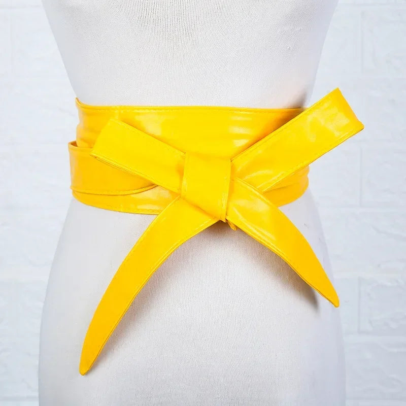 Women's Girdles Fashionable Solid Color PU Wide Belt Beautiful and Useful Tight Girdles Apparel Accessories