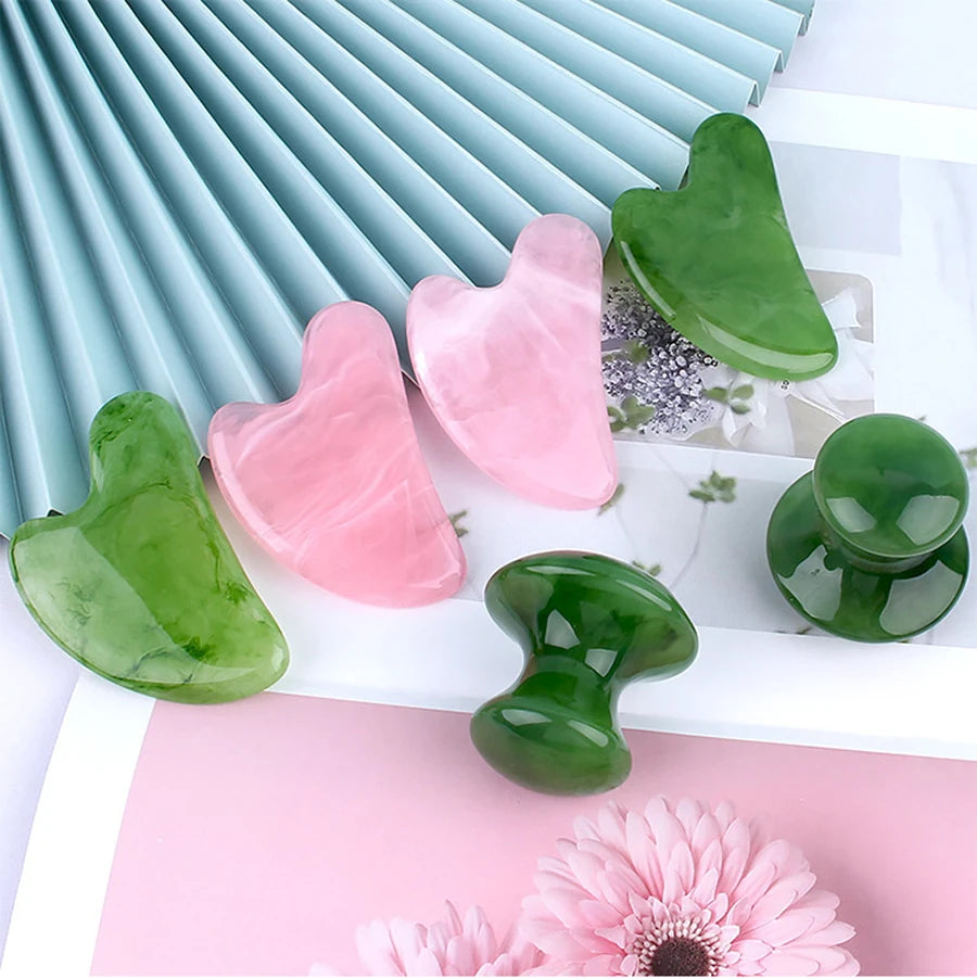 Natural Rose Jade Gua Sha Gouache Scraper Massager for Face Body Facial Skin Lifting Wrinkle Remove Beauty SPA Care Tools