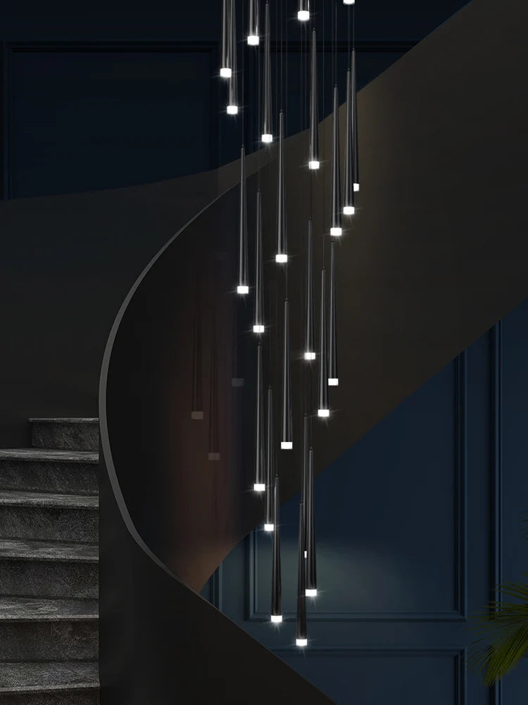 LED Pendant Light Modern Living Room Chandelier Villa Loft Large Pendant Light Minimalist Duplex High-Rise Long Stair Chandelier