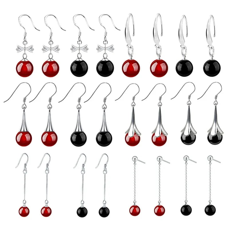 Korean Red Natural Stone Drop Earrings For Women Natural agate Jewelry Bridal Party Wedding Tassel Earrings 2023 Trendy 2Z40