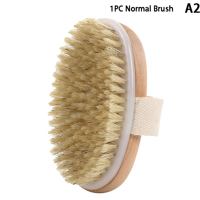 Natural Bristle Brush Soft Wet Dry Skin Body SPA Brush Bath Massager Shower Brushes Exfoliating Smoothing Skin Care Health Home