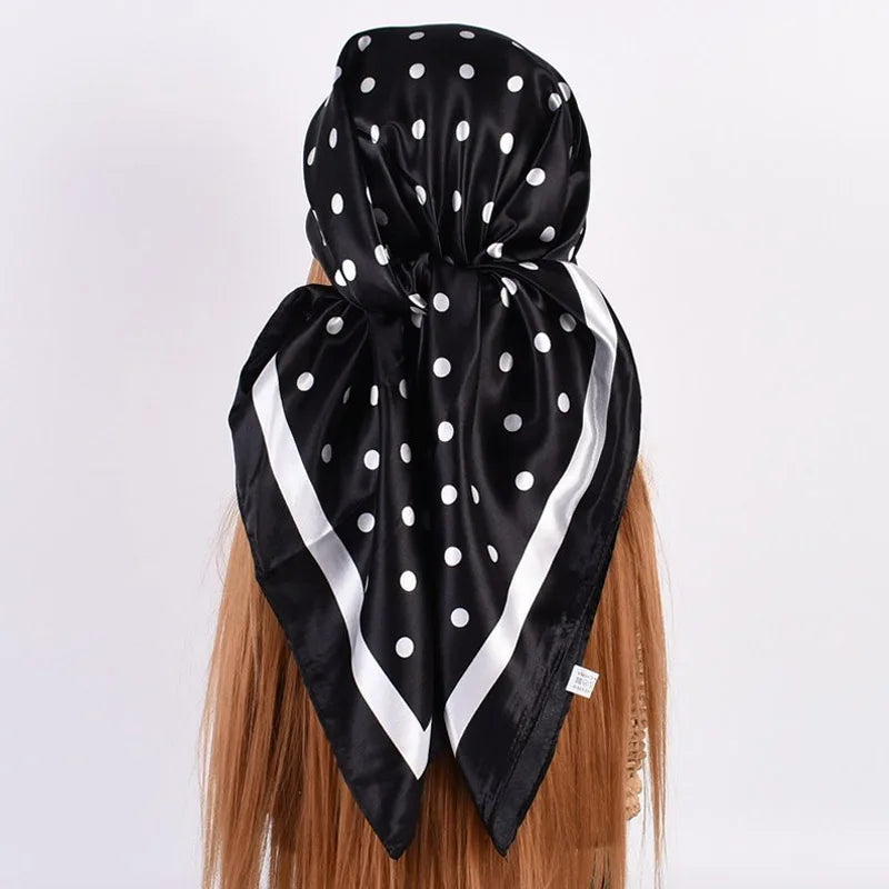 Head Scarf Women Luxury Brand 90×90cm Silk Square Scarf Satin Bandana Cheveux Soft Neckerchief Hijab Hair Scarves For Ladies