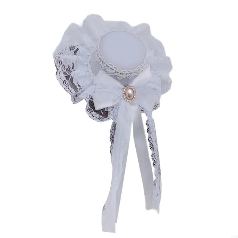 Ribbon Bowknot Veil Small Hat with Hair Clip Fashion Headwear Women Teens Halloween Hair Bows Masquerades Party Headwear