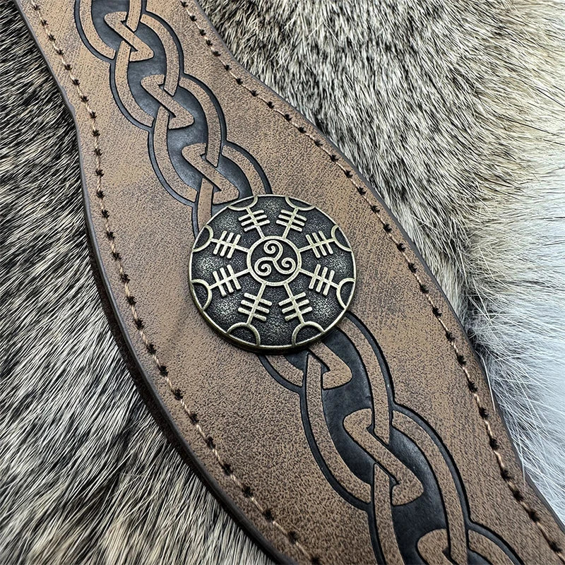 Medieval Viking Tiara PU Leather Head Ring Renaissance King Crown Headwear Medieval Noble Knight Headband Larp Cosplay Props