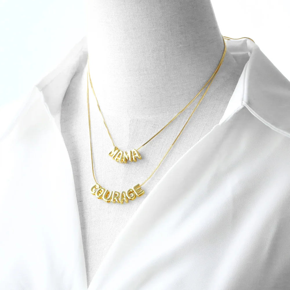 FLOLA Minimalist 26 Letters DIY Necklaces for Women Gold Plated Chain Custom Name Necklace Simple Jewelry Gifts nkev10