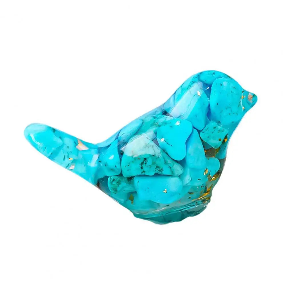 Natural Stone Colorful Bird Figurine Positive Healing Energy Hand-carved Faux Crystal Mini Bird Statue Home Office Desktop Decor